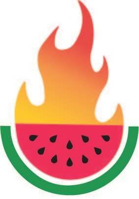 a flaming watermelon