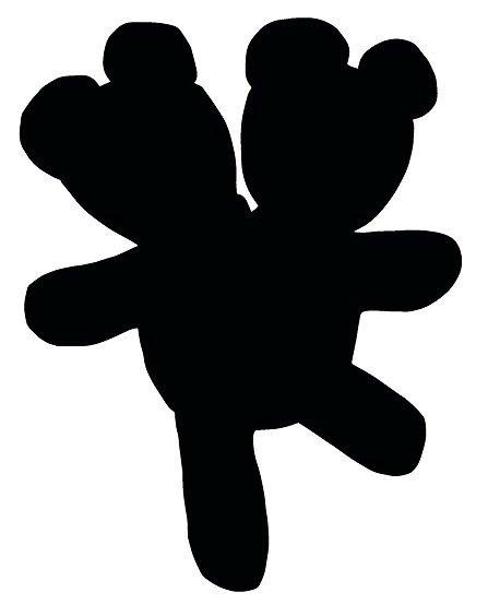 A silhouette of a teddy bear with two heads.